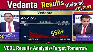 Vedanta share news todayResults Buy or not vedl share newsAnalysistarget tomorrowdividend [upl. by Sprung]