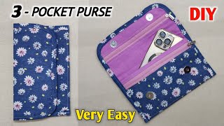 VERY EASY  DIY CLUTCH WALLET WITH MULTIPLE POCKETS  Easy Purse Bag Sewing Tutorial  Purse Making [upl. by Sonnie]