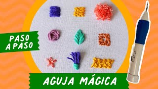 🧵 9 Puntadas de Bordado con AGUJA MÁGICA para PRINCIPIANTES  Punch Needle 🪡 [upl. by Eki296]