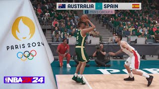 Australia vs Spain  Olympics 2024 Basketball  Group A  NBA 2K24 [upl. by Ydnor]