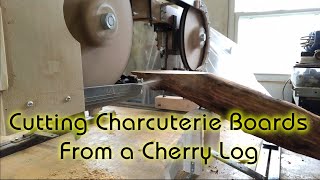 Rough Cutting Charcuterie Boards  From a Cherry Log [upl. by Chapman239]