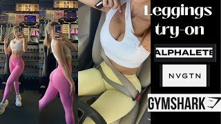 MY FAVORITE LEGGINGS  tryon NVGTN ALPHALETE  GYMSHARK [upl. by Notrub907]