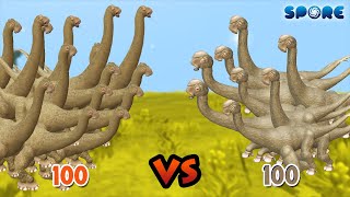 100 Brachiosaurus vs 100 Camarasaurus  Dino War S3E5  SPORE [upl. by Yecad]