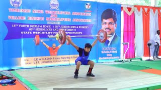 TAMILNADU WEIGHTLIFTING  SENIOR STATE 2024  61 KG MEN CATEGORY  SNATCH  VIT COLLAGE [upl. by Yramesor980]