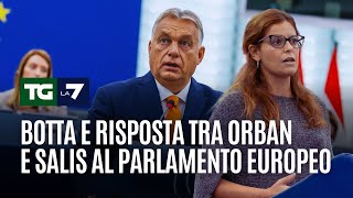 Botta e risposta tra Orban e Salis al parlamento europeo [upl. by Peugia]