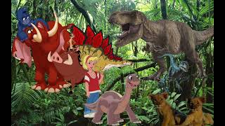 Timon Pumbaa Terk And Tantor With Dinosaurs Saves 4 Kids My Post [upl. by Nomis]