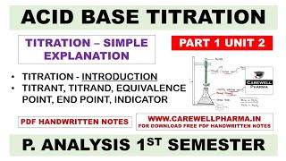 Acid Base Titration  Titration  Introduction  Part 1 Unit 2  Pharmaceutical Analysis 1 Semester [upl. by Murry]