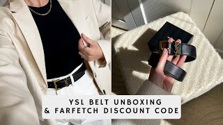 YSL MONOGRAM BELT UNBOXING AND FARFETCH DISCOUNT CODE Katie Peake [upl. by Ezar550]