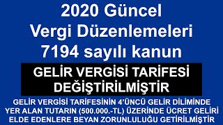 Gelir Vergisi Tarifesindeki Değişiklikler [upl. by Didier809]