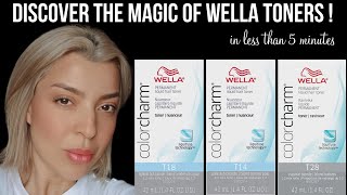 HOW TO TONE YELLOW  BRASSY HAIR AT HOME IN 5 MINUTES 👉🏻 T18T14T28 Wella colorcharm [upl. by Leschen]