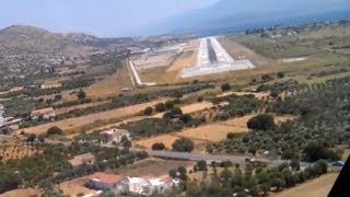 AMAZING B737 onboard cockpit video of landing in EXTREME crosswind at Samos [upl. by Asik612]