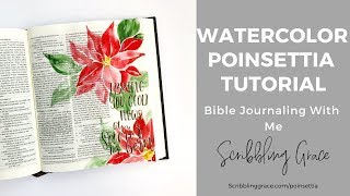 Watercolor Poinsettia Tutorial Bible Journaling With Me [upl. by Rask]