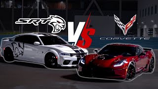 Dodge Hellcat RedeyePOV Vs Corvette Z06 POV WHINE [upl. by Imat767]