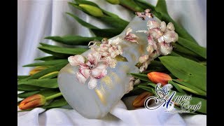 Mix Media Tutorial  Frosty Glass Vase with Sospeso Flowers  DIY [upl. by Durr484]