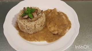 risotto au champignon et scalope au sauce ognions [upl. by Leland211]