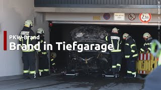 Brand eines Autos in einer Tiefgarage eines Mehrparteienwohnhauses in Schörfling am Attersee [upl. by Anoet318]