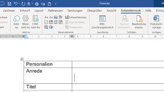 T 6 Word Formular einfach Entwicklertools Formularfelder Textfeld Kontrollkästchen Kombinatio [upl. by Weikert]