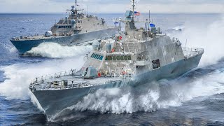 Powerful US Combat Ships Battle Giant Waves in Middle of the Ocean [upl. by Assehc]