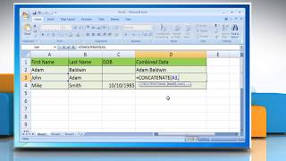 CONCATENATE Function in Excel 2007 [upl. by Joung]