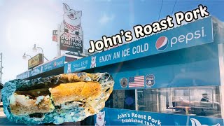 Review  Johns Roast Pork Philadelphia PA Cheese steak amp Roast Pork Sandwich [upl. by Karlis]