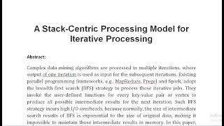 A Stack Centric Processing Model for Iterative Processing [upl. by Alleiram482]