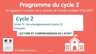 5 LECTURE ET COMPREHENSION DE LECRIT Français  Programme Cycle 2 CPCE1CE2 p12 à 15 [upl. by Emoryt]