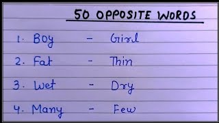 50 Opposite words  opposite word for kids  learn and write opposite words in English [upl. by Callas408]