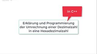 C Umrechnung Dezimal in Hexadezimal  Erklärung und Programmierung [upl. by Attenyl369]