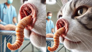 Gigantic Cuterebra Removed From Poor Cats Nose Part 128 [upl. by Nyral]