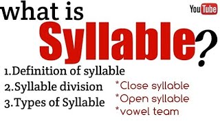 What is Syllable in English Division of SyllablesTypes of Syllables  syllablesonset coda [upl. by Jaddo687]