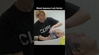 💈ASMR Cute Japanese Lady Barber Sae  Curly Hair Trim Straight Razor Shaving Head Wash amp Spa [upl. by Yrrum612]