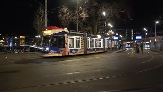 GVB trams amp bussen by night  Sky Radio Kerstram  Amsterdam Centraal  2023 [upl. by Aneed]