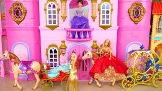 Princess Rapunzel Barbie Castle Bedroom Morning Prinzessin Puppe Chambre de Poupée Boneka putri [upl. by Ycnan]