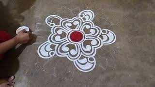 Easy rangoli alpona design for beginners  Ugadi muggulu designs  new alpona design  gudi padwa [upl. by Idnim855]