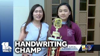 Sixth grader wins national cursive handwriting contest [upl. by Remo53]