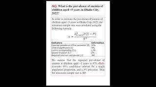 Sample size calculation for crosssectional study to estimate the prevalence of outcome [upl. by Annavaig]