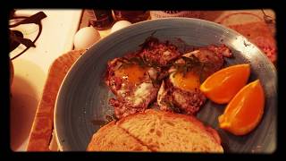 Variation on an EGG Oeuffs en Meurette on the Fly or Eggs in Red Wine Sauce [upl. by Anujra]