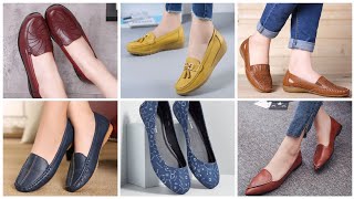 Los mejores zapatos mocasines de mujer hermosos y de tendencia Zapatos planos de invierno diseños [upl. by Itram]