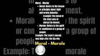 Misused Words MORAL and MORALE SHORTS esl GrammarTips EnglishMistakes LearnWithMequot [upl. by Zysk303]