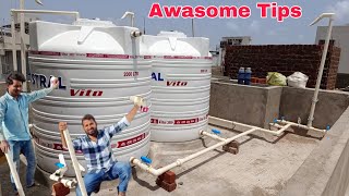 plumbing work for water tank installation with details [upl. by Noynek999]