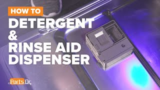 How to replace Detergent amp Rinse Aid Dispenser part  W10861000 on your Whirlpool Maytag Dishwasher [upl. by Roid544]