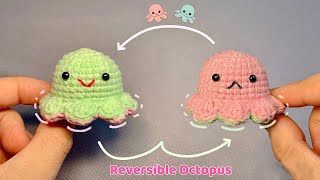 Crochet Reversible Octopus 🐙  Amigurumi Animal Tutorial  Móc Bạch Tuộc Cảm Xúc  Xuxu Crochet [upl. by Pronty958]