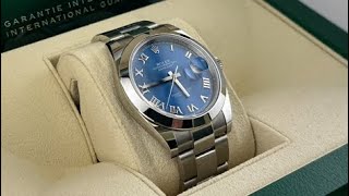 2022  Rolex Datejust 41mm Oyster Steel Azzurro Blue Dial Unworn REF 126300 [upl. by Naihr341]