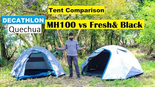 Decathlon Quechua MH100 Vs Fresh Black  Camping Tent Comparison  Tent review MH100 and Fresh Black [upl. by Ettennej564]