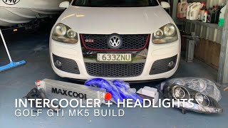 EP4 Front Mount Intercooler Twintercooler and HID Headlight Install  Golf GTI Mk5 Build [upl. by Arriaes]