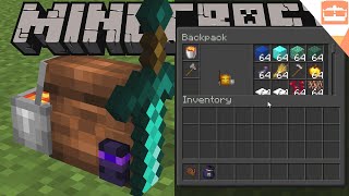 AMAZING Minecraft Bedrock Backpacks Addon TRUE BACKPACKS [upl. by Erehs379]