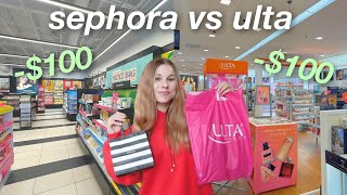 100 SEPHORA VS 100 ULTA SHOPPING  sephora haul ulta haul [upl. by Dyl596]