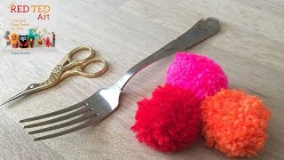 DIY How to Make Cute Mini Pom Poms with Yarn and Fork Easy Wool Crafts Shorts Video Tutorial [upl. by Adiela]