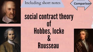 Social Contract theory of Hobbes Locke Rousseau comparison video with short notes philosophy [upl. by Aran]