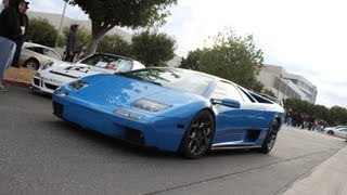 Unique and Rare Blue Lamborghini Diablo 60 VT LOUD Start Up and Brutal Revs [upl. by Innus]